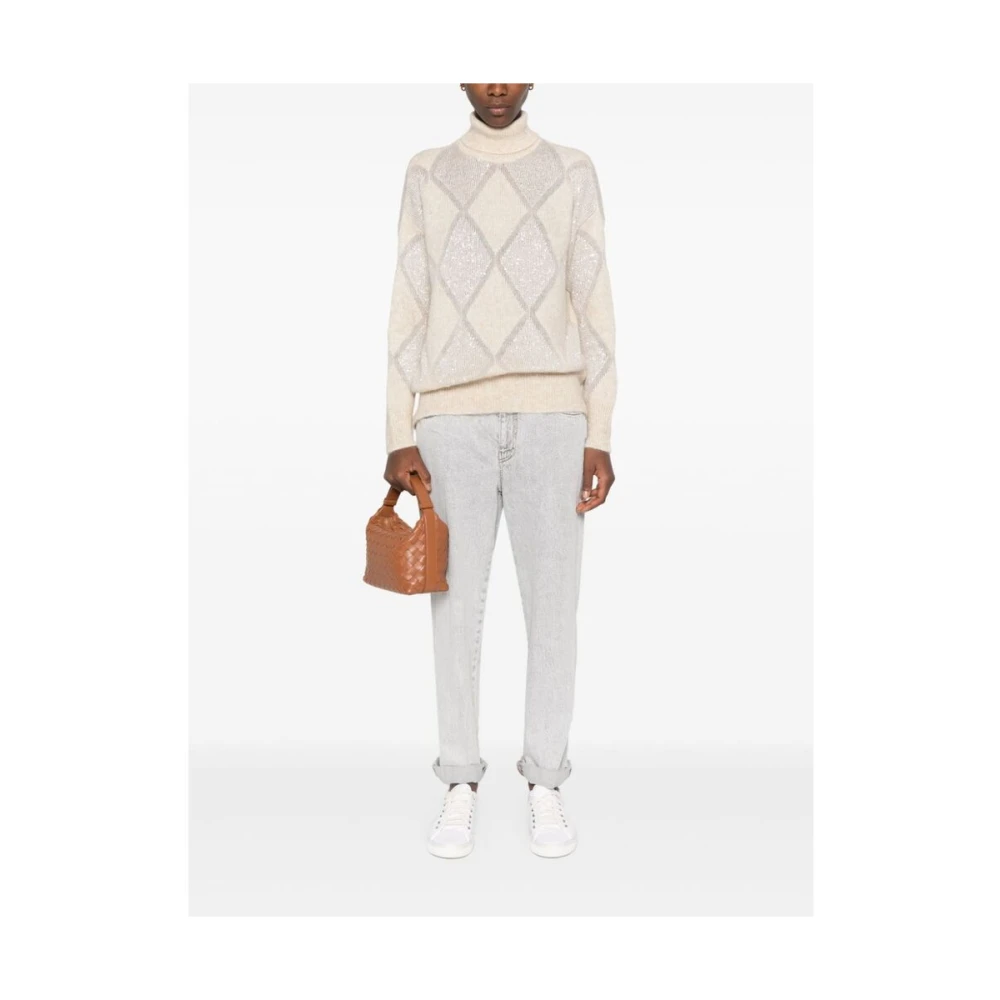 BRUNELLO CUCINELLI Beige Gebreide Paillet Sweater Beige Dames