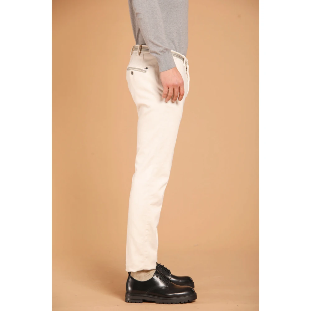 Mason's Slim Fit Satijn Pluche Chino Broek White Heren