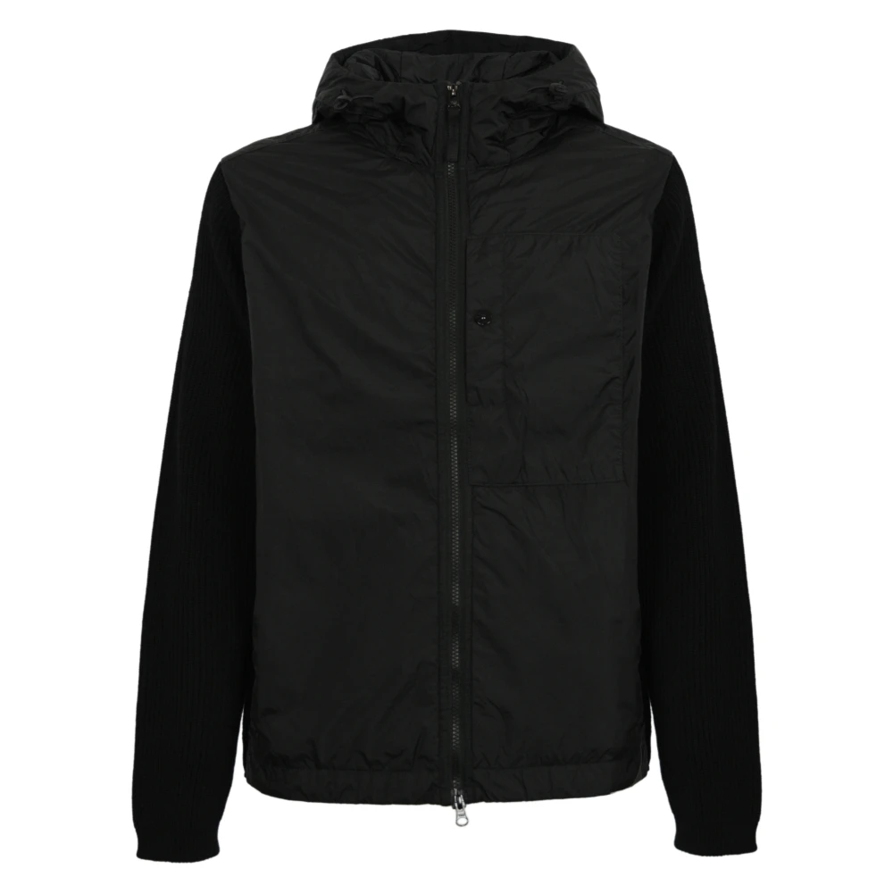 Stone Island Nylon en wol retro jas Black Heren