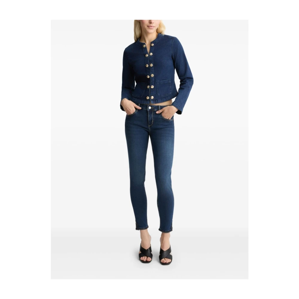 Liu Jo Denim Jack Blauw Knoopsluiting Zakken Blue Dames