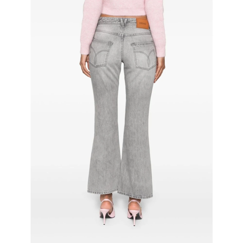 Versace Grijze Crop Flare Jeans Vrouwen Gray Dames