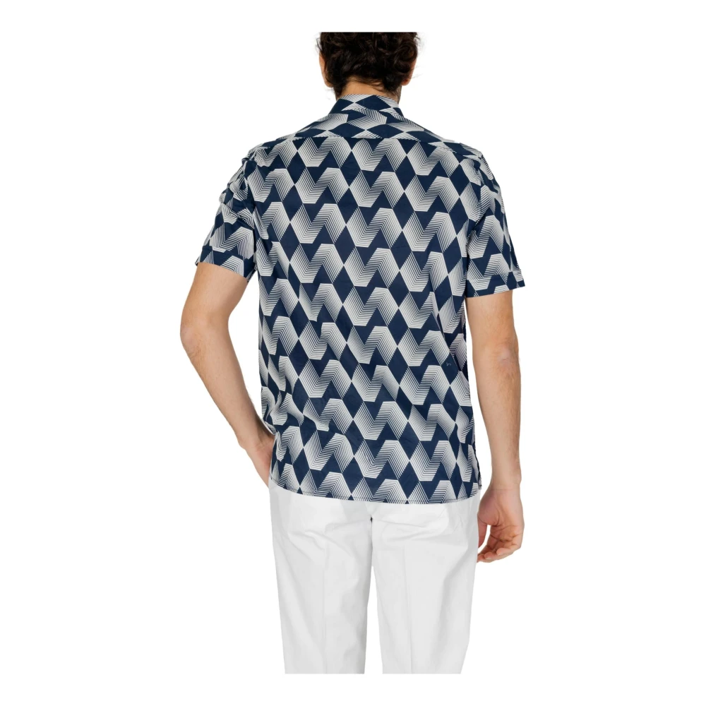 Antony Morato Blauwe Geometrische Korte Mouw Shirt Multicolor Heren
