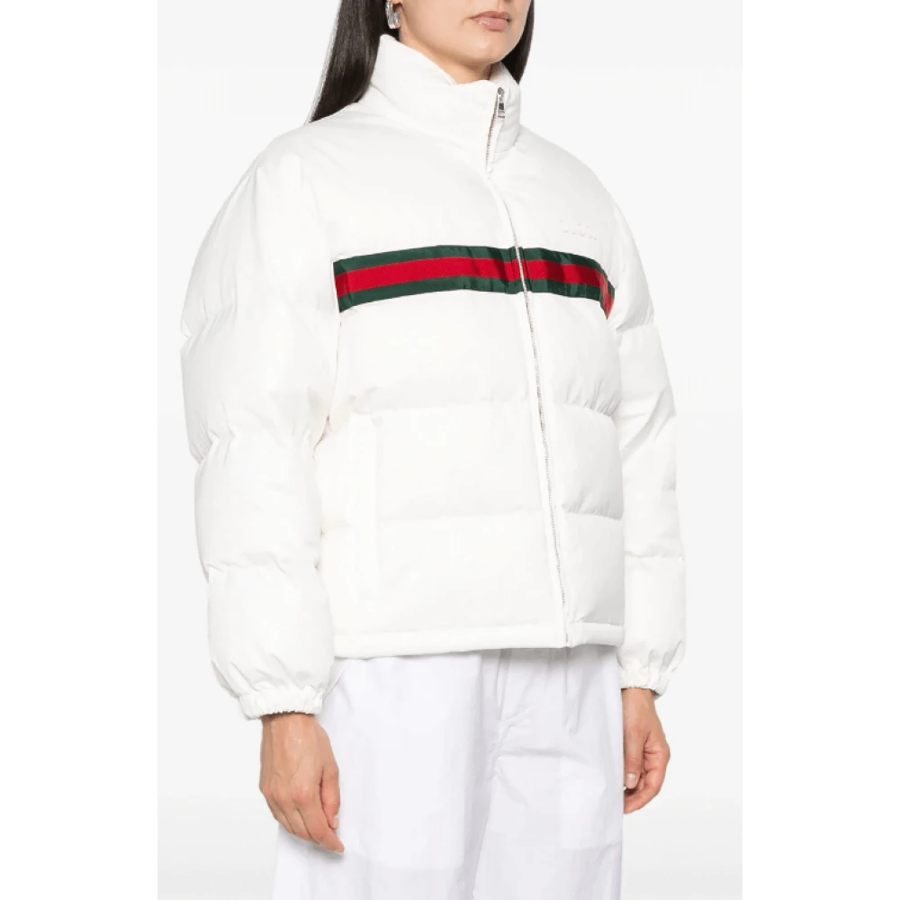 Gucci Witte Puffer Jacket met Geborduurd Logo White Dames