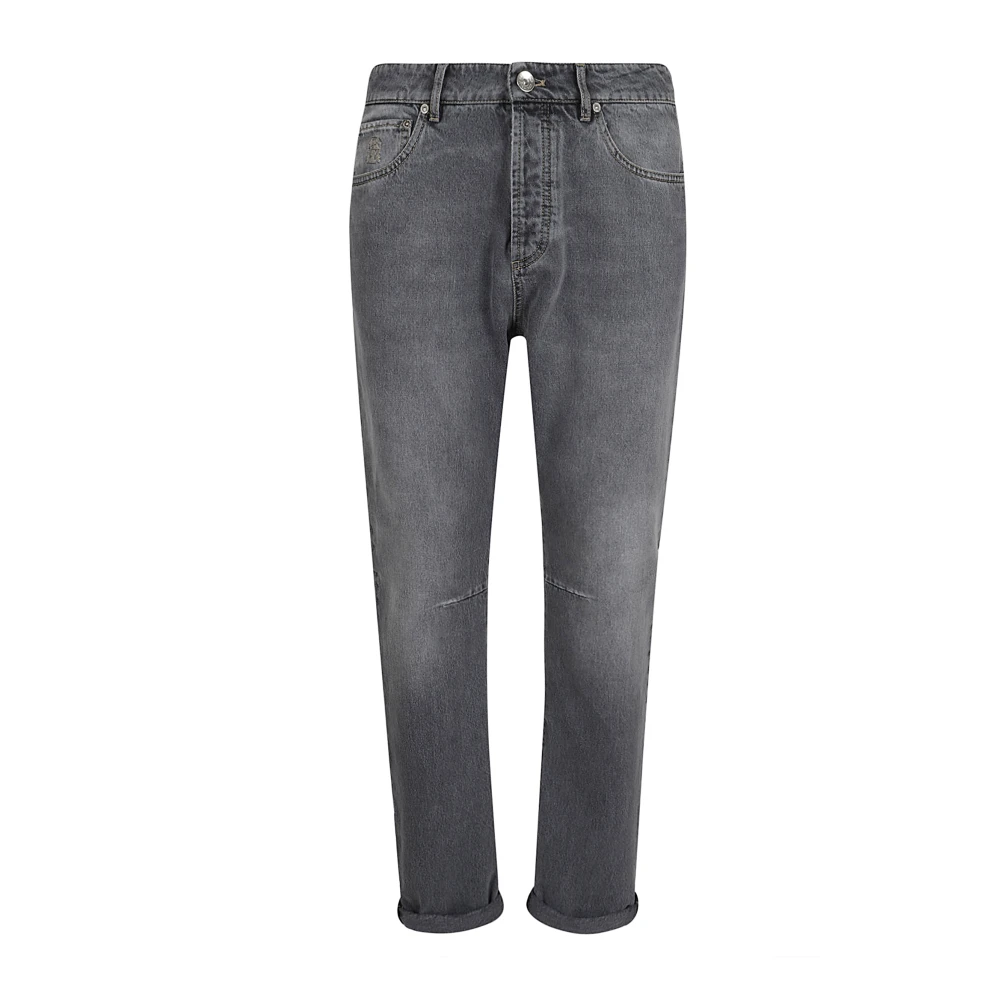 BRUNELLO CUCINELLI Grijze Jeans Regular Fit Stijlvol Gray Heren