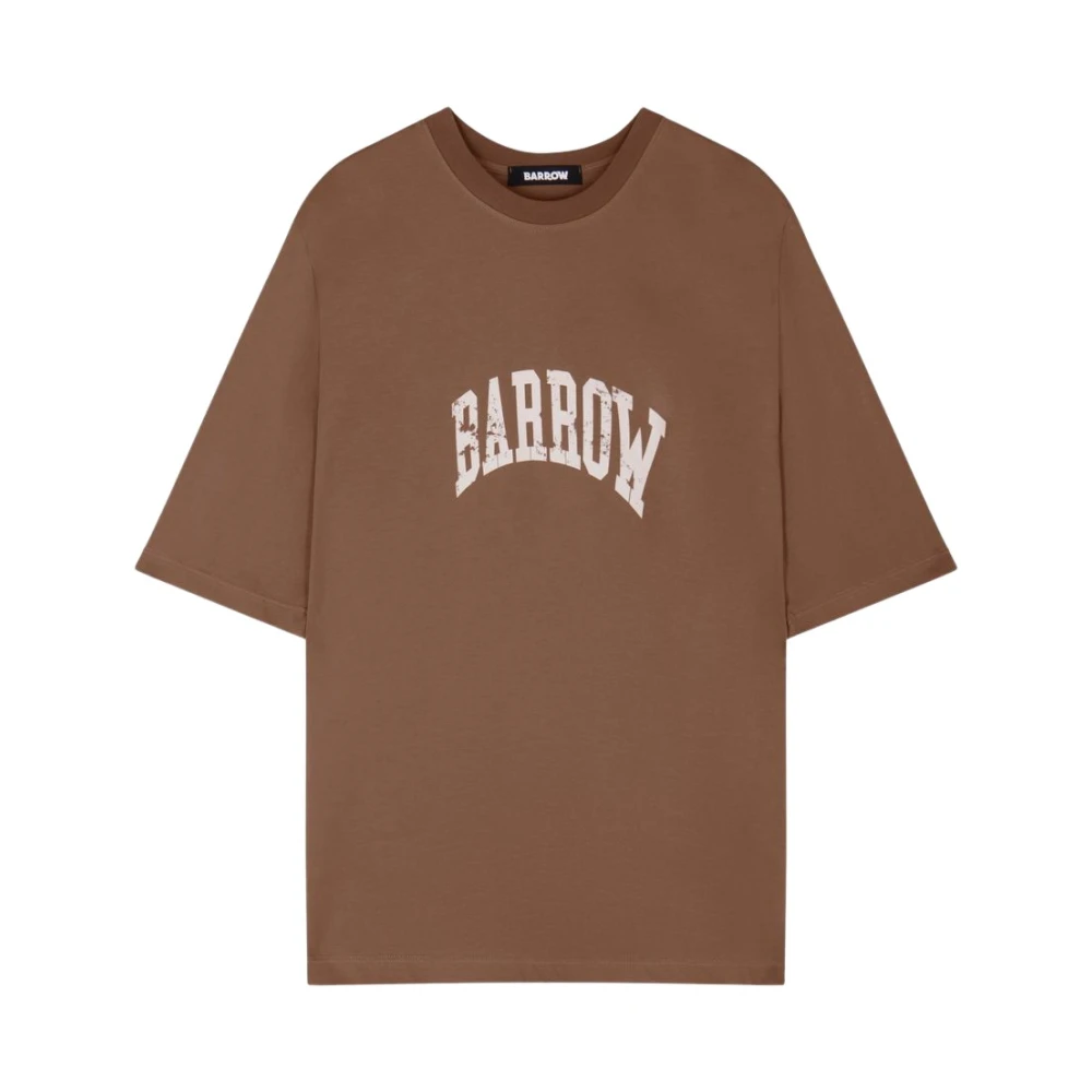 Barrow Bruin Logo Print Crew Neck T-shirt Brown Heren