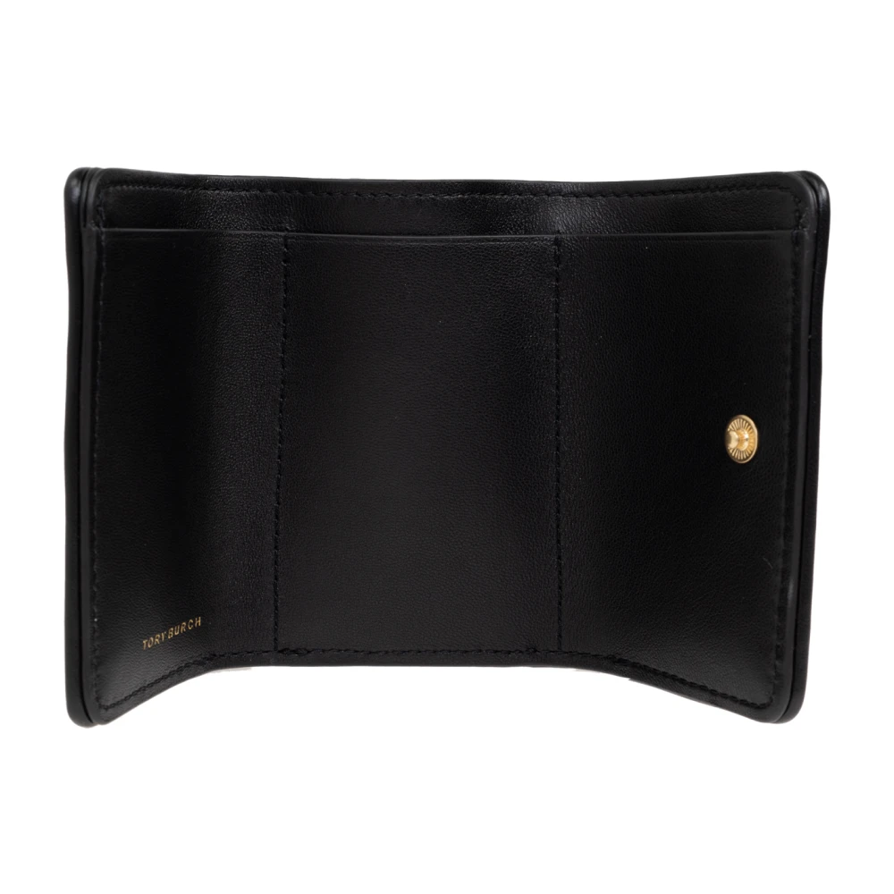 TORY BURCH Leren portemonnee met logo Black Dames