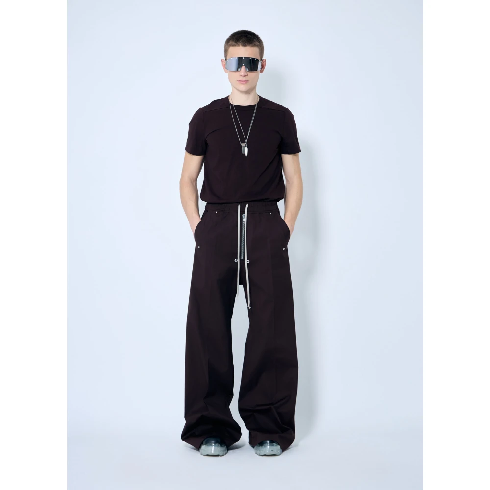 Rick Owens Stretch Wide Bela Broek met Zakken Brown Heren