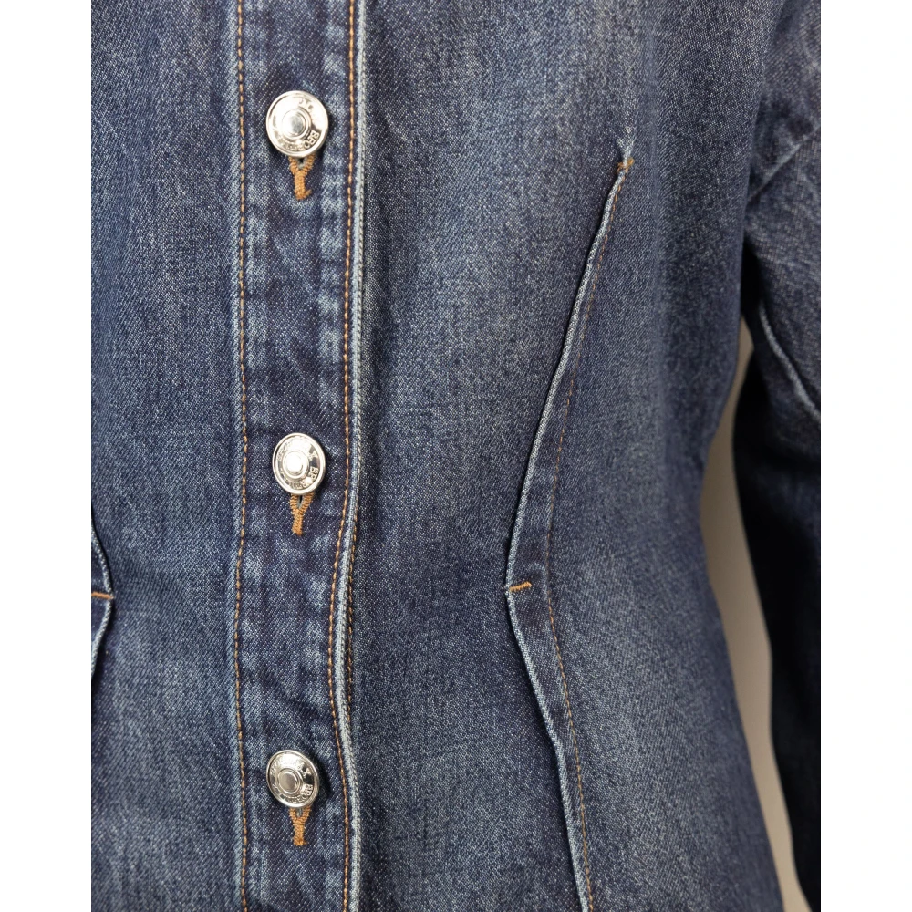 SPORTMAX Blauwe Denim Jas Regular Fit Blue Dames