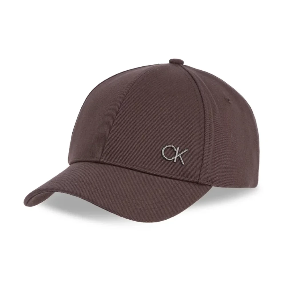 Calvin Klein Katoenen pet met metalen logo Brown Heren