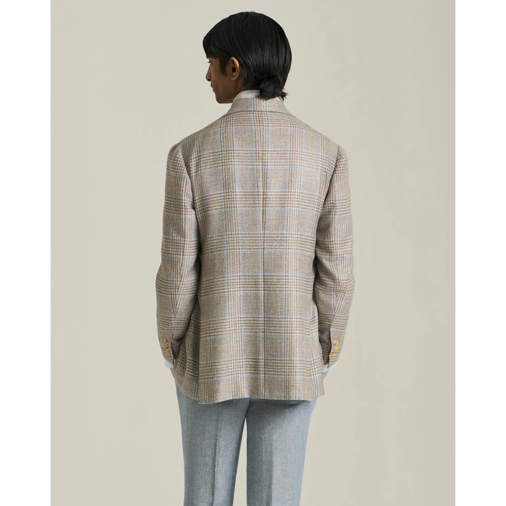 Kiton Handgemaakte Glen Plaid Wollen Blazer Multicolor Heren