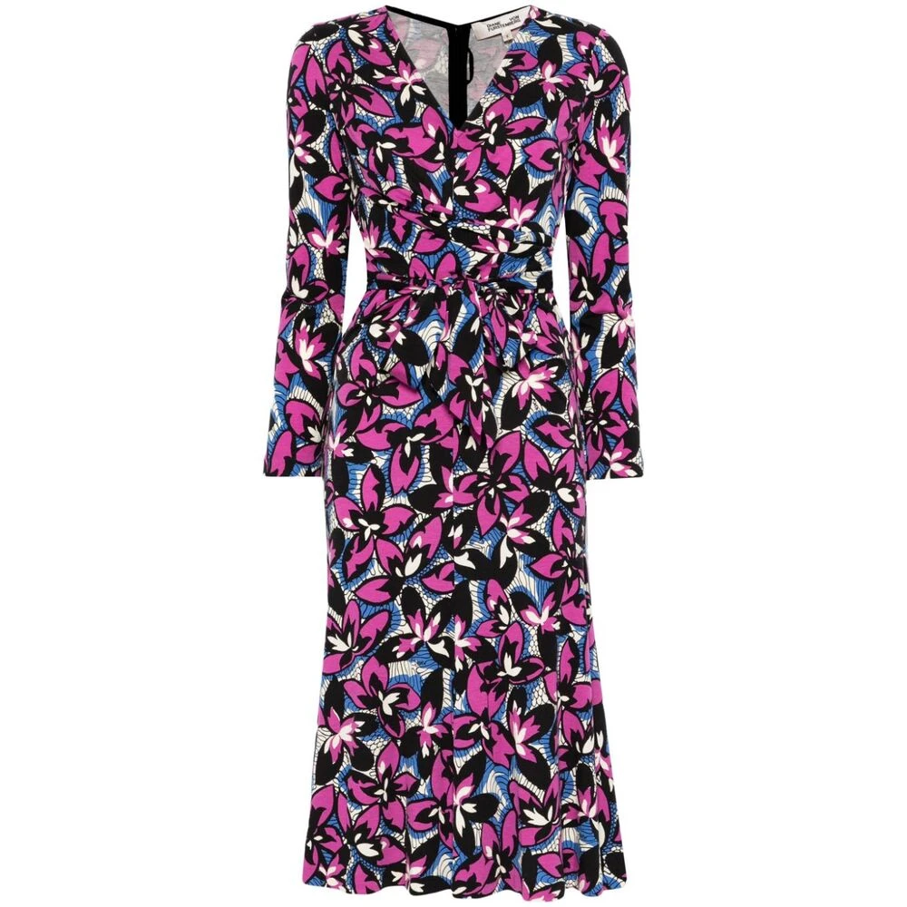 Diane Von Furstenberg Bloemenprint V-hals Jurk Multicolor Dames