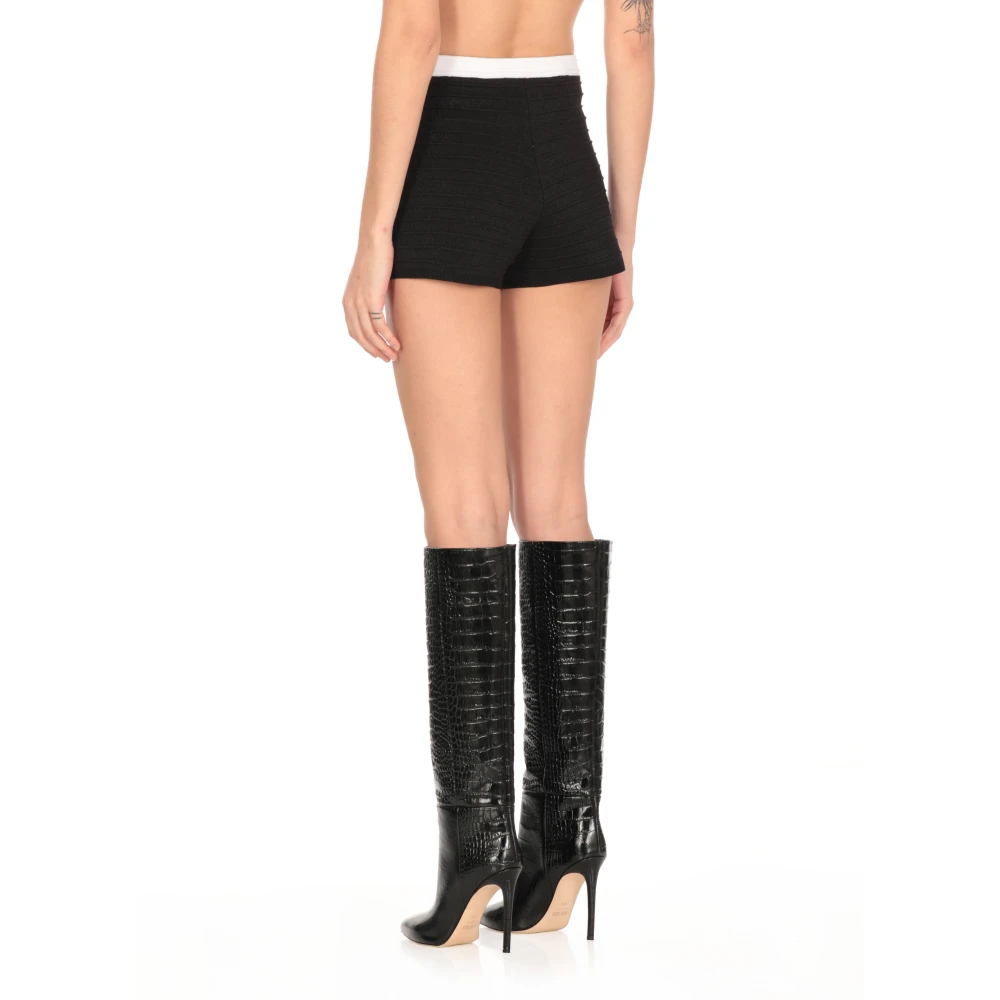 Retrofête Zwarte shorts met contrasterende taille Black Dames