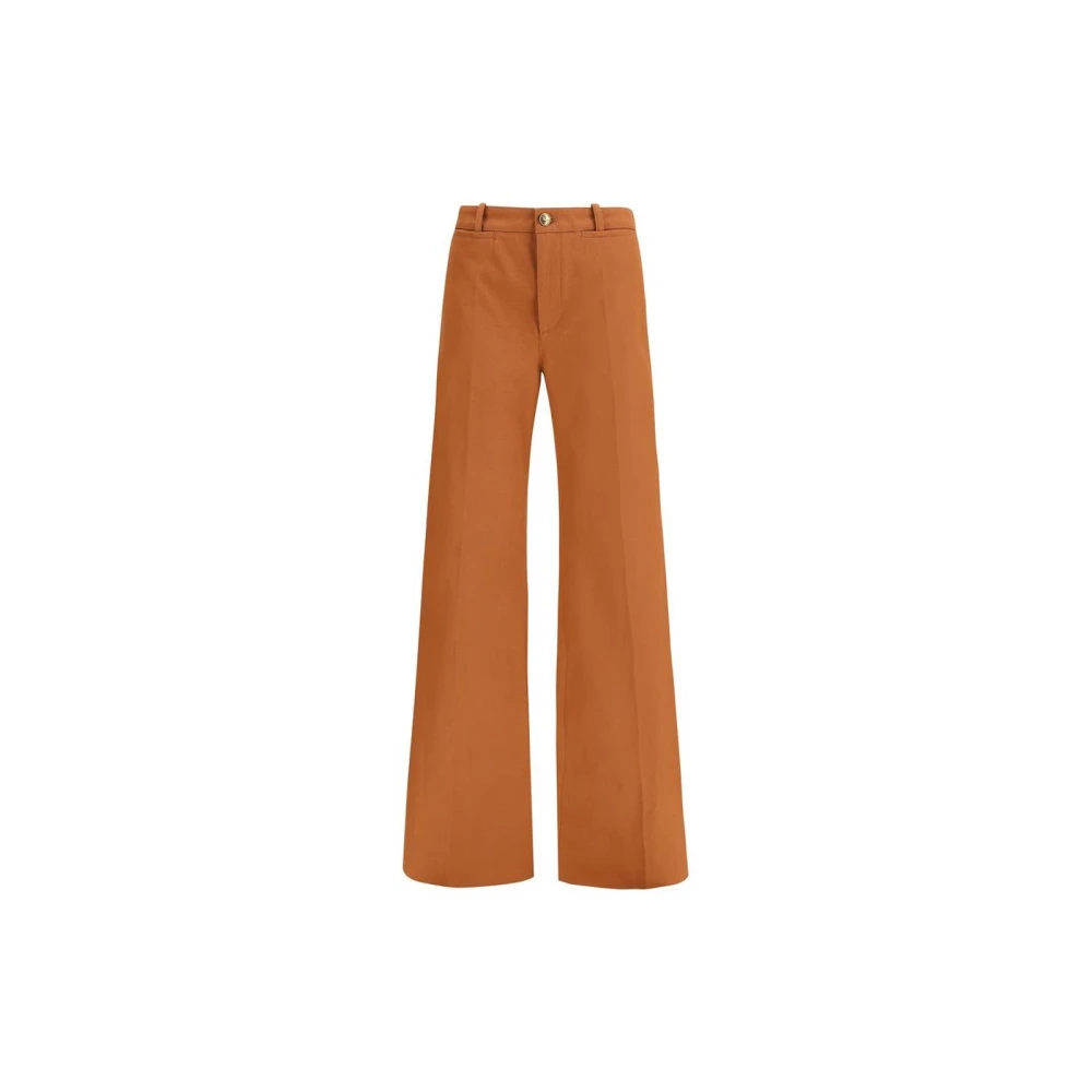 Chloé High-Rise Flared Tailored Trousers - Female - Wide Trousers - Brown - M - Trousers - Image 5