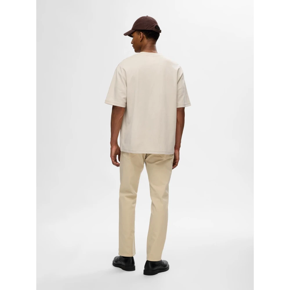 Selected Homme Losse Oscar Tee in Havermeel Beige Heren