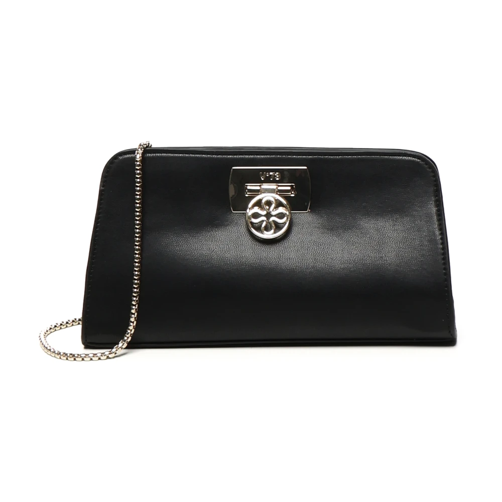 V73 Zwarte Gestructureerde Clutch met Florone Sluiting Black Dames