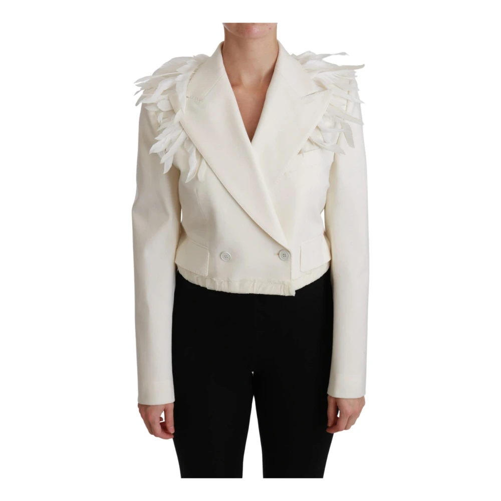 Dolce & Gabbana Vrouw Wit Jassen Dames, S, Wol, Te Wol Dubbel Breasted Jas