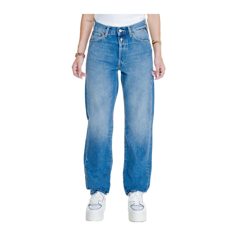 Replay Women's Blue Plain High Waisted Jeans - Straight Fit Jeans - W32 L32- Jeans