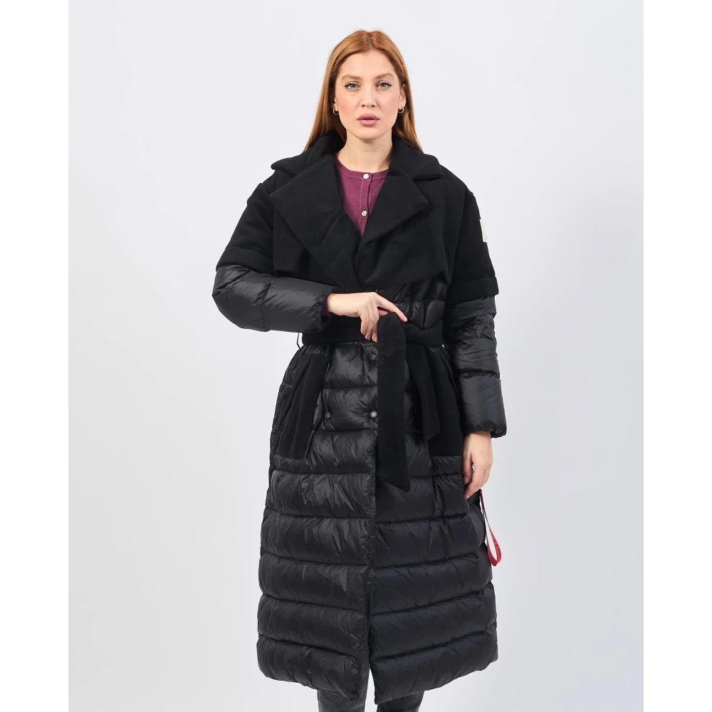 Afterlabel Lang Zwart Gewatteerd Jas Black Dames