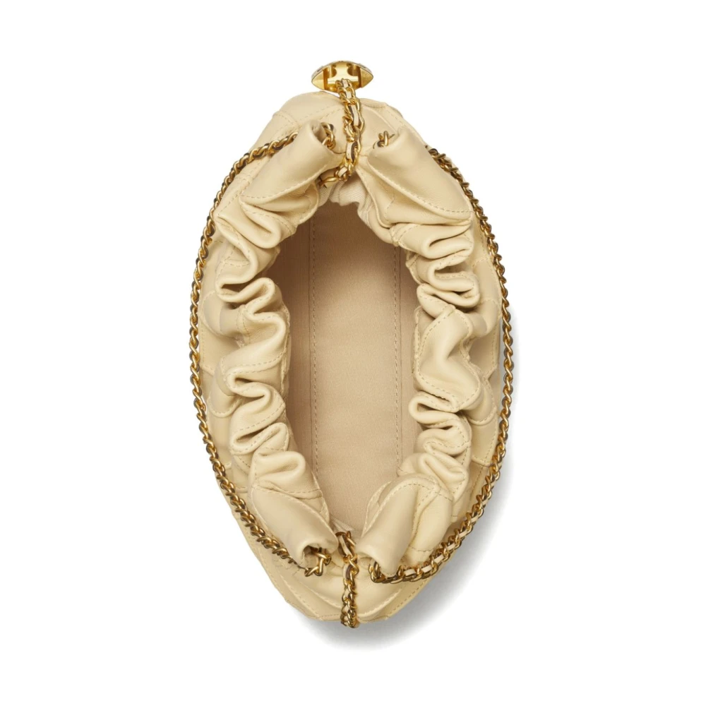 TORY BURCH Gele Leren Trekkoordtas met Ketting Yellow Dames