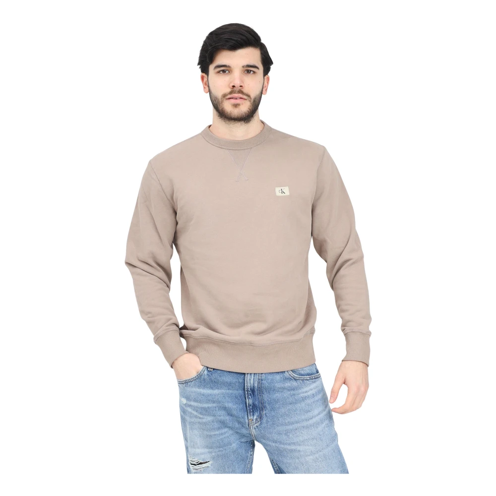 Calvin Klein Jeans Minimal Beige Crewneck Sweater Beige, Herr