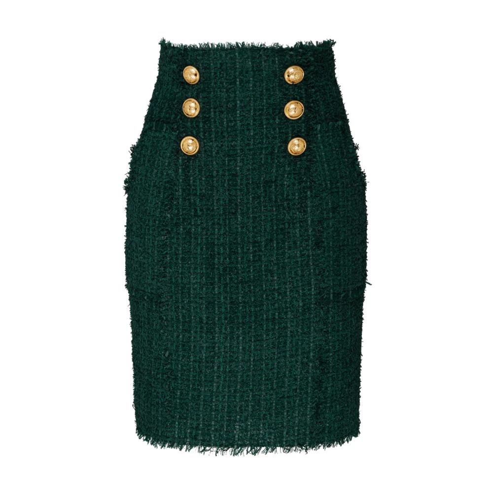 Balmain Green Dark Tweed Pencil Skirt - Female - Short Skirts - S - Skirts
