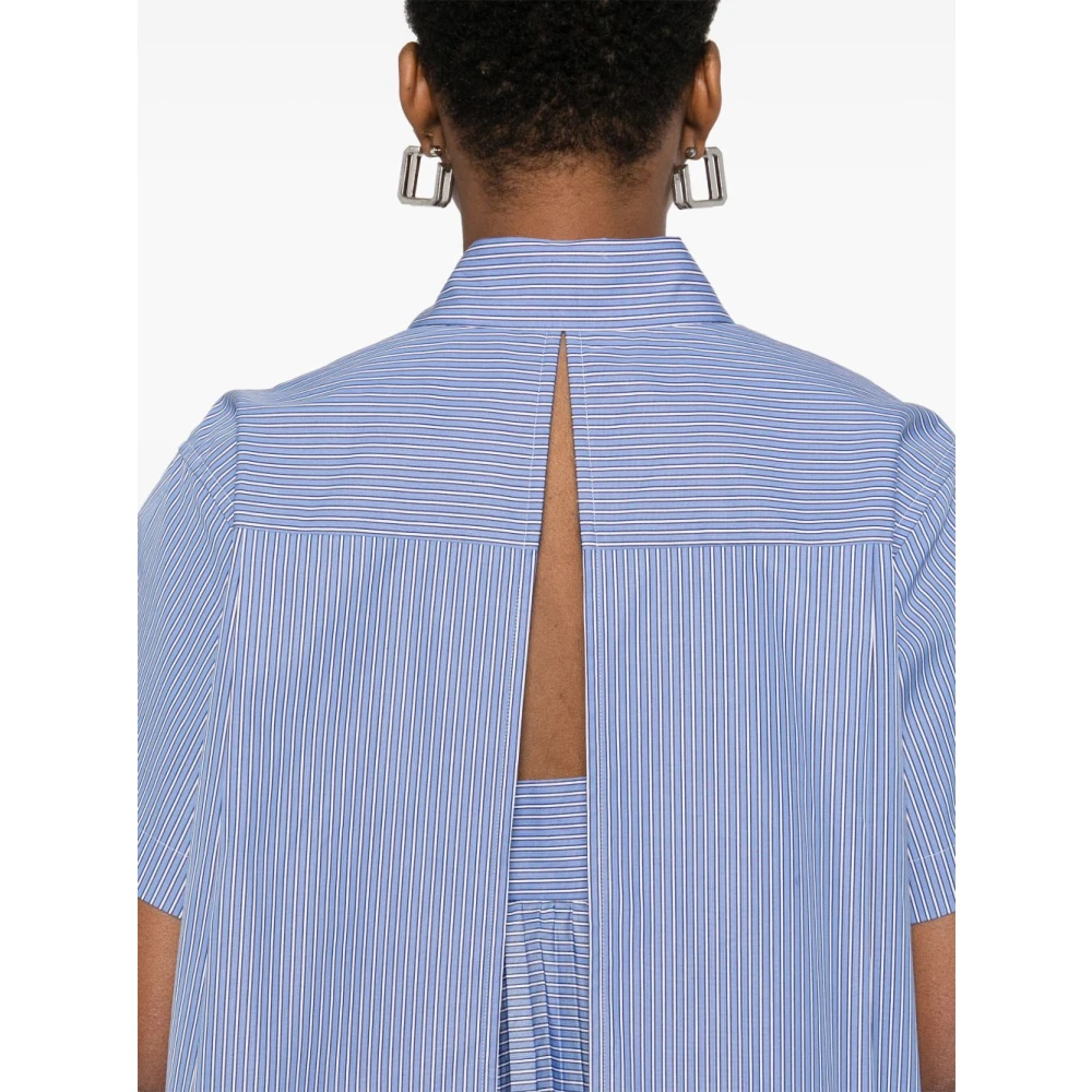 Sacai Blauw Gestreept Katoenen Overhemd Blue Dames