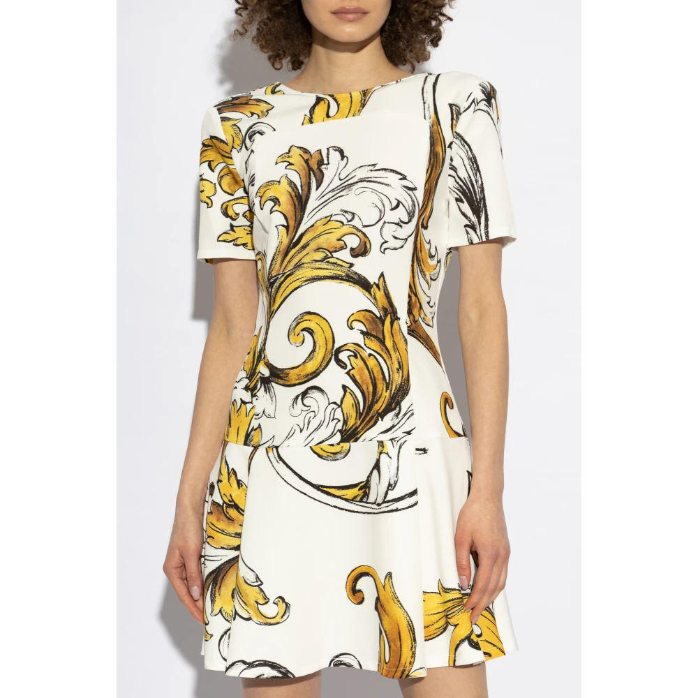 Versace Jeans Couture Jurk met Outline Barocco print White Dames