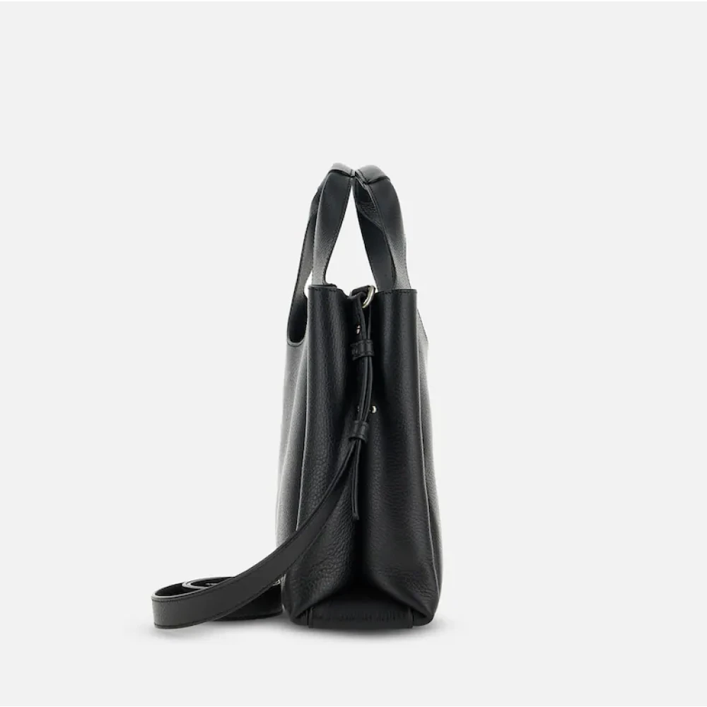 Hogan Gestructureerde Leren Shopper met H Detail Black Dames
