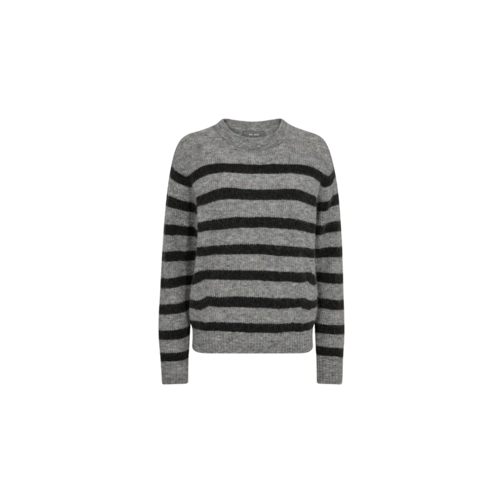 MOS MOSH Gestreepte Crewneck Gebreid Sharkskin Gray Dames