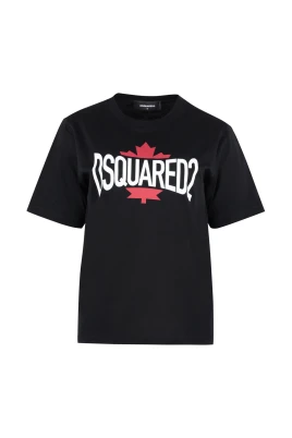 Kortärmad T-shirt i tryckt bomull