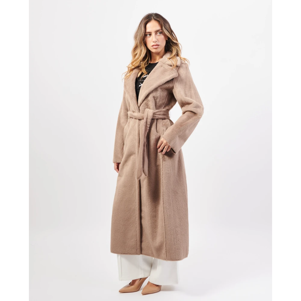Guess Beige Faux Fur Lange Jas Beige Dames