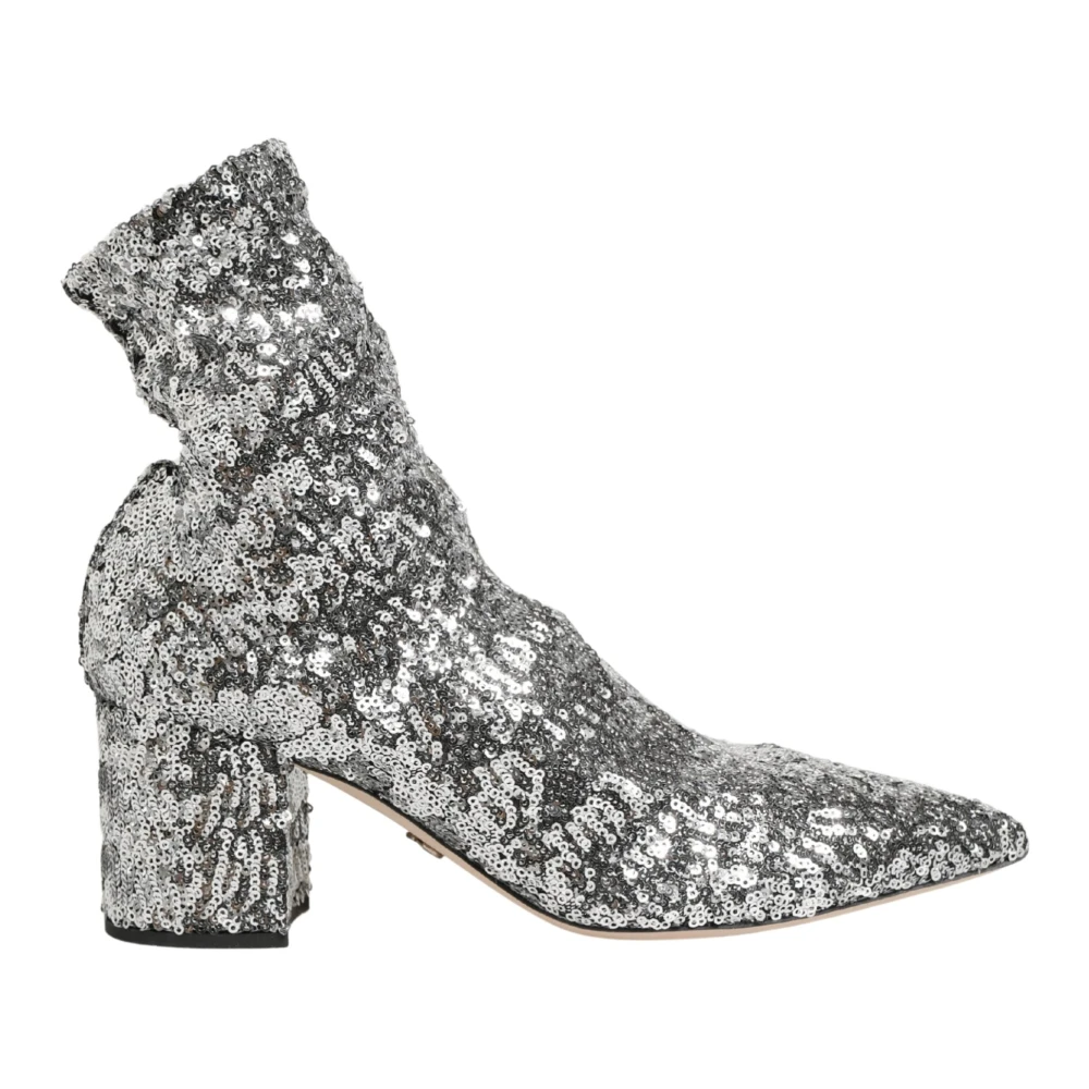 Dolce & Gabbana Women's Gray Mid Calf Short Boots - Heeled Boots - 5 1/2 Uk - Shoes