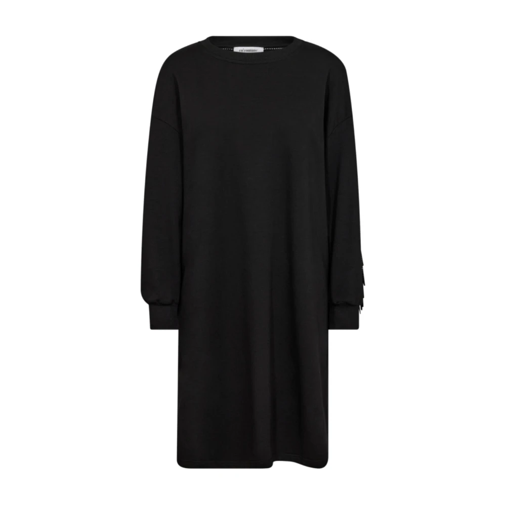 Co'Couture Zwarte Franje Stud Sweat Jurk Black Dames