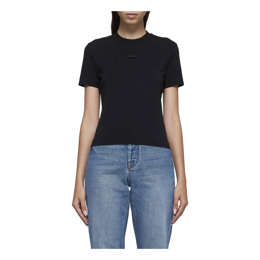 Jacquemus Zwart Stretch Katoenen T-shirt Black Dames