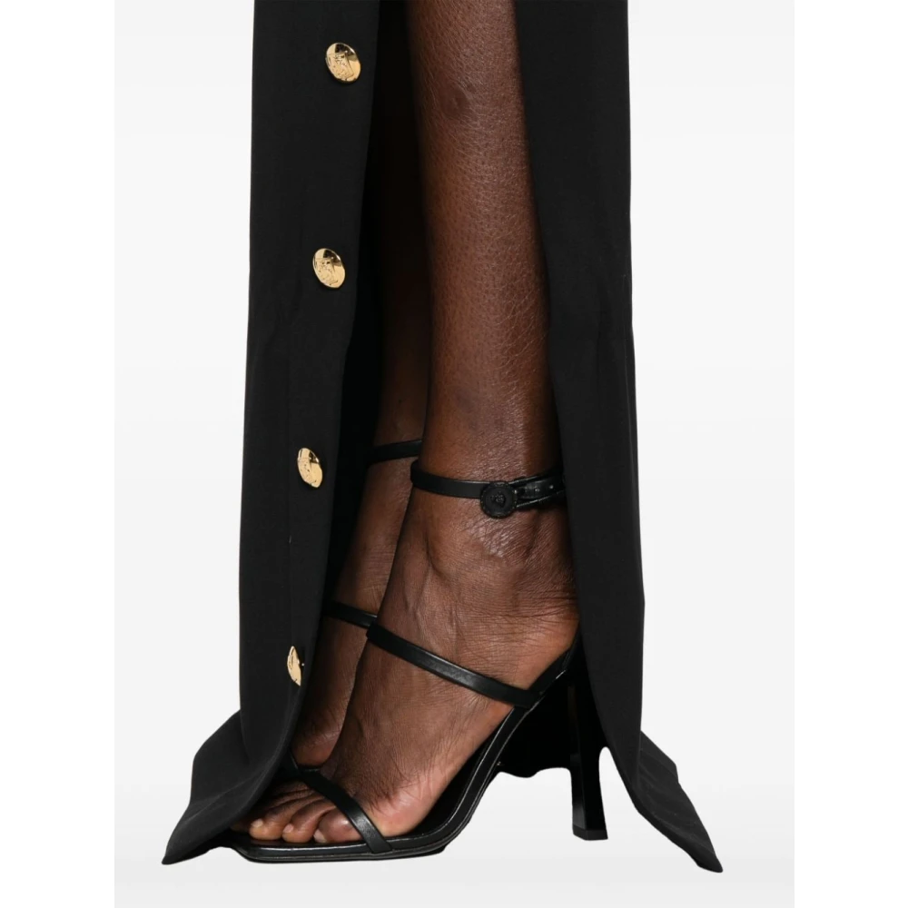 Elisabetta Franchi Zwarte rode loper jurk met hoge split Black Dames