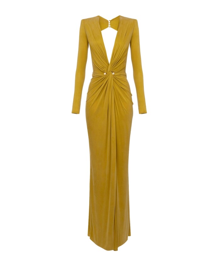longue-robe-drapee-a-col-en-v