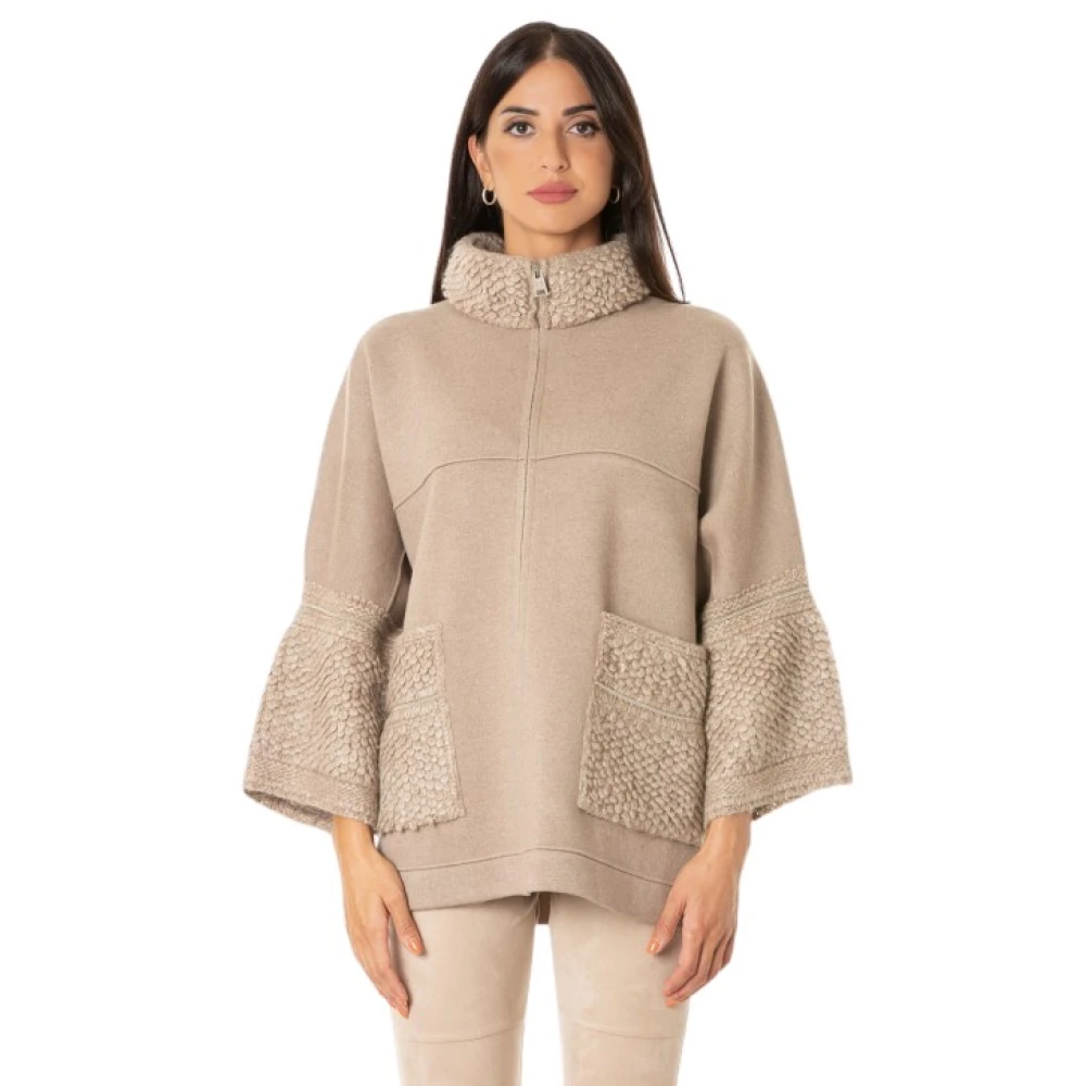 D.Exterior Hooded Gebreide Trui Hazelnoot Kleur Gray Dames