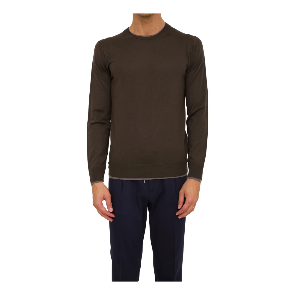 Paolo Pecora Men's Brown Round-Neck Knitwear, 3XL, Crewneck Jumper
