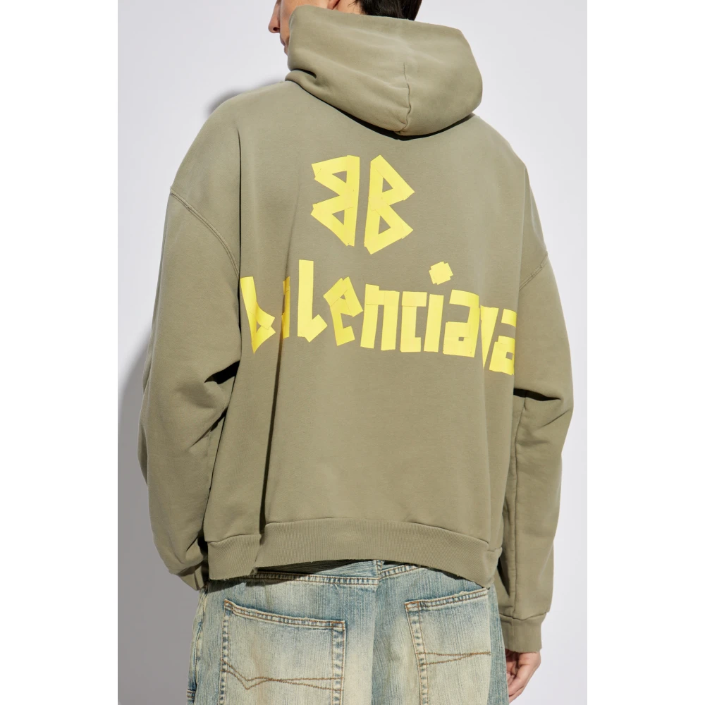 Balenciaga Sweatshirt met Vintage Effect Green Heren