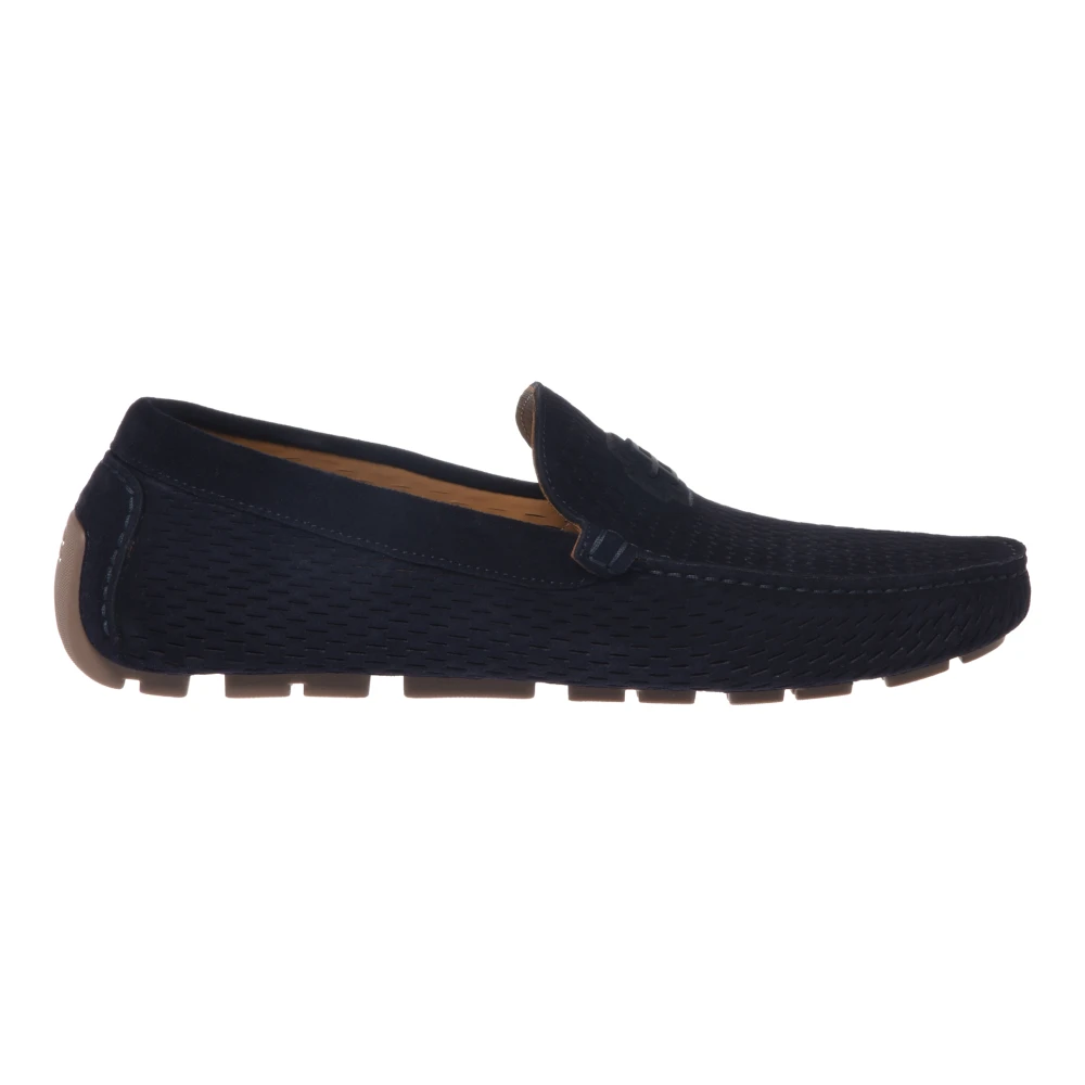Baldinini Men's Blue Loafers, 7 Uk, Perforated Suede Loafer