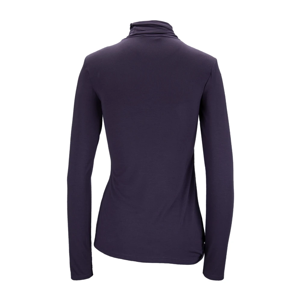 Elisabetta Franchi Gouden Schouder Gepolsterde Hoge Hals Top Purple Dames