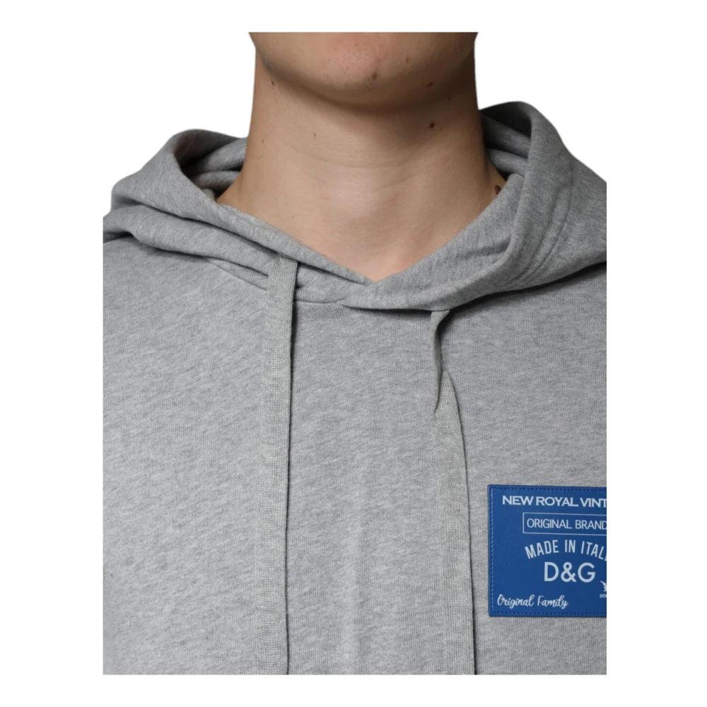 Dolce & Gabbana Grijze Katoenen Logo Hoodie Gray Heren