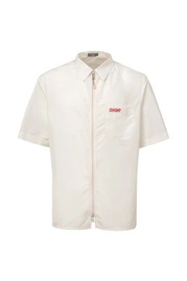Vit Halv Zip Skjorta med Logotyp