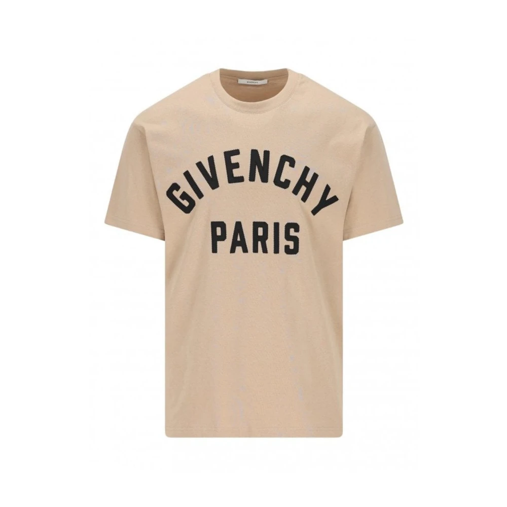 Givenchy Men's Beige Embroidered Logo T Shirt