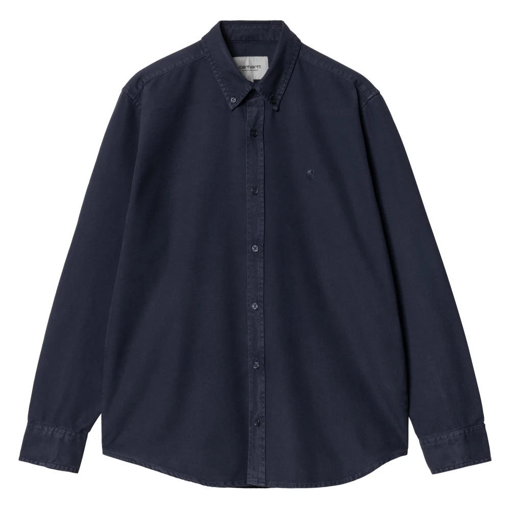 Carhartt WIP Katoenen knoopsluitingsoverhemd met logodetail Blue Heren