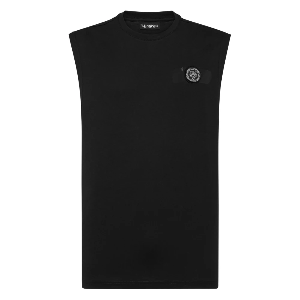 Plein Sport Svart Ärmlös T-Shirt Rund Hals