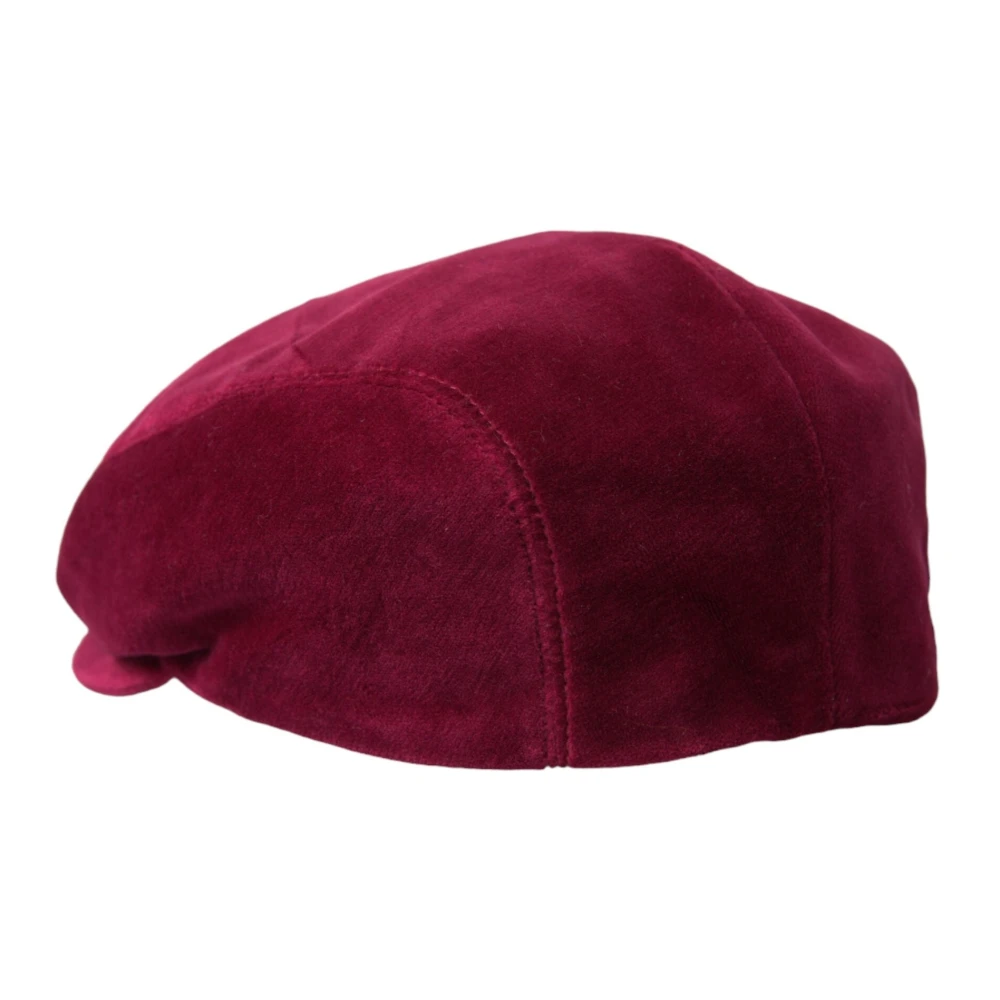 Dolce & Gabbana Maroon Velvet Cotton Newsboy Cap Red Heren