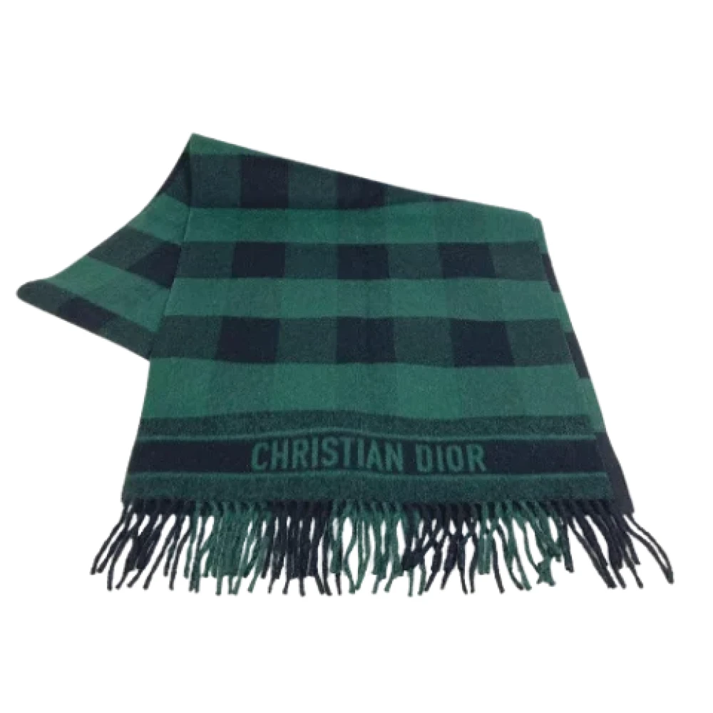 Dior Vintage Pre-owned Wool scarves Green Dames