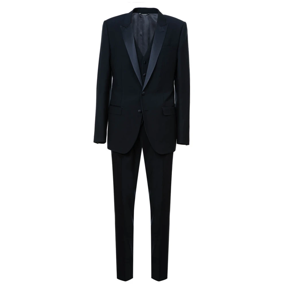 Dolce & Gabbana Men's Blue Single Breasted Suits, L, Three-Piece Suit