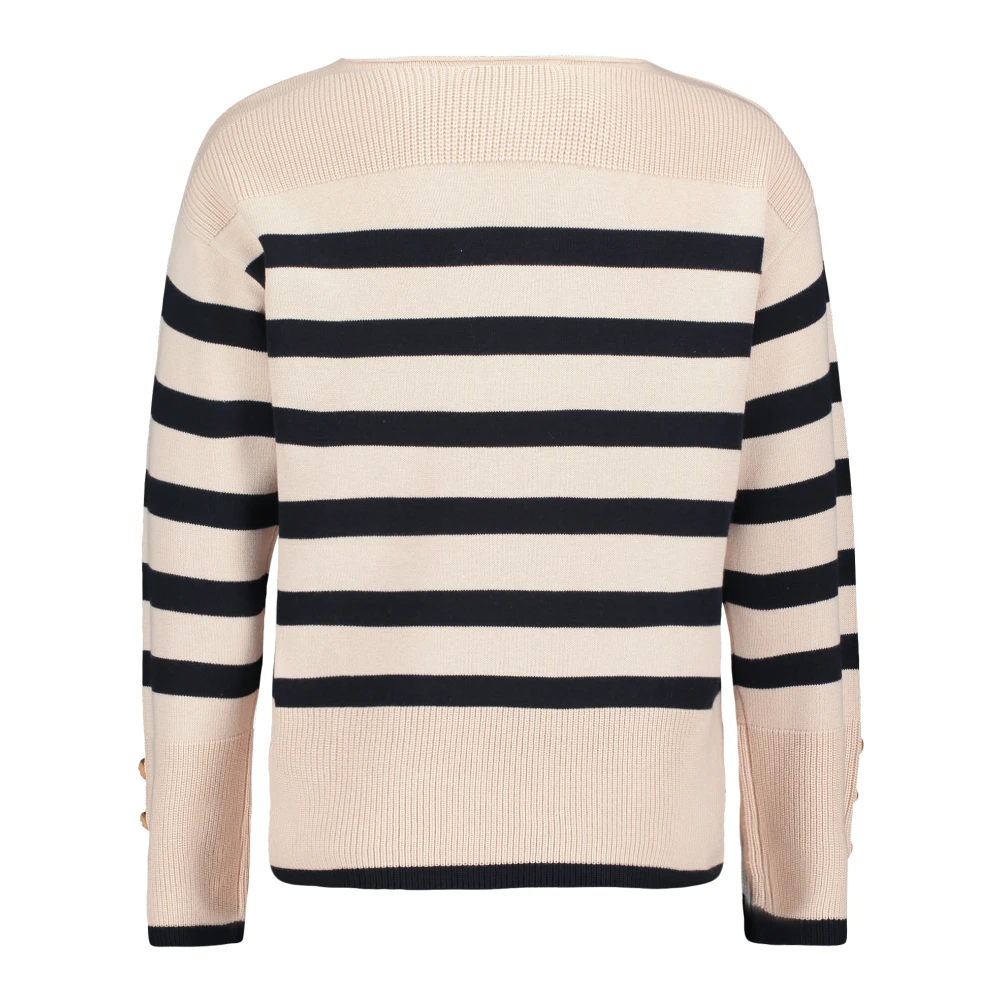 Betty Barclay Gestreepte Gebreide Trui met Geknoopte Mouwen Beige Dames